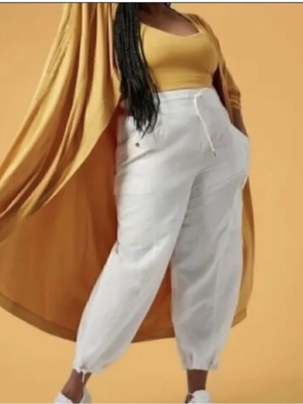 Athleta X Alicia Keys Baggy Cargo Pants Ivory Plus Size 22 NWOT